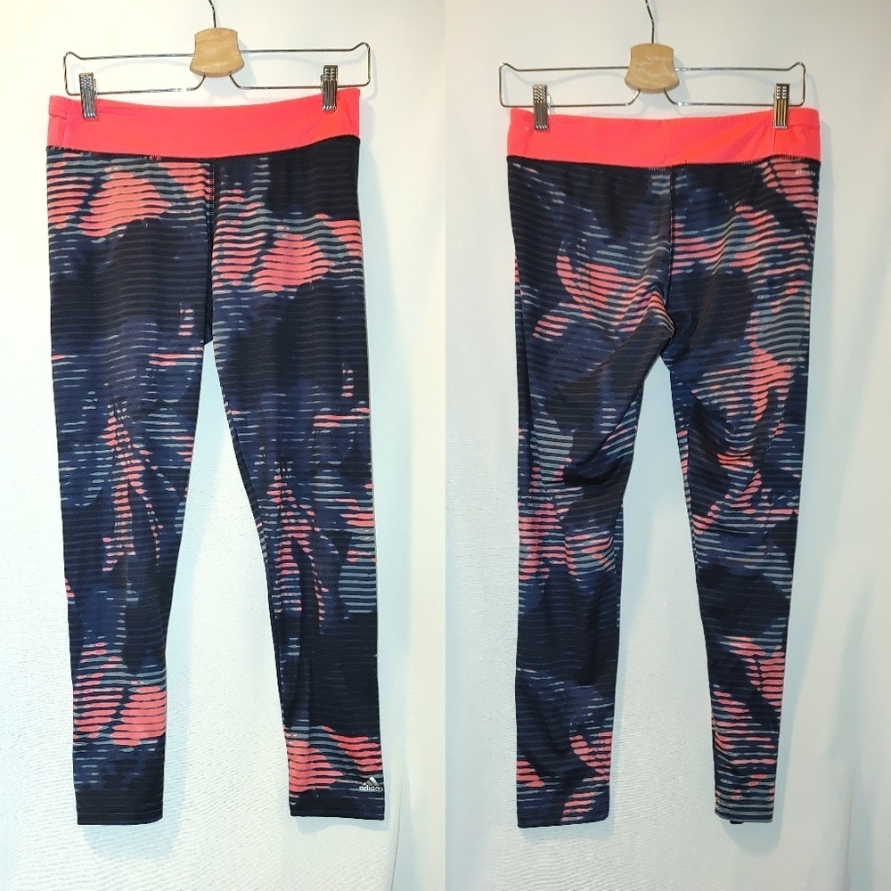 Adidas Climalite Legging Performance Medium M Midnight Floral Coral Navy black